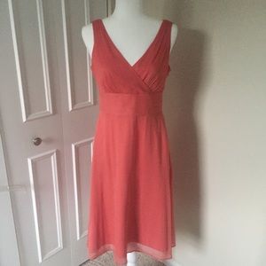 JCrew Silk Chiffon Dress in Coral